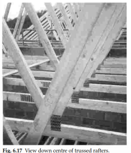 View down centre of trussed rafters.